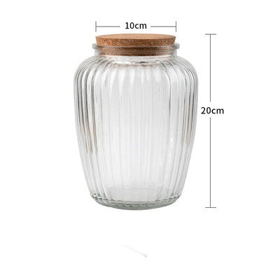 European Style Embossed Wooden Cork Glass Airtight Jar