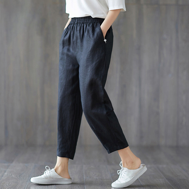 Spring And Autumn New Cropped Trousers Women Casual Pants