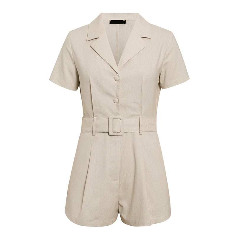 New Solid Color Casual Style Button Short Sleeve