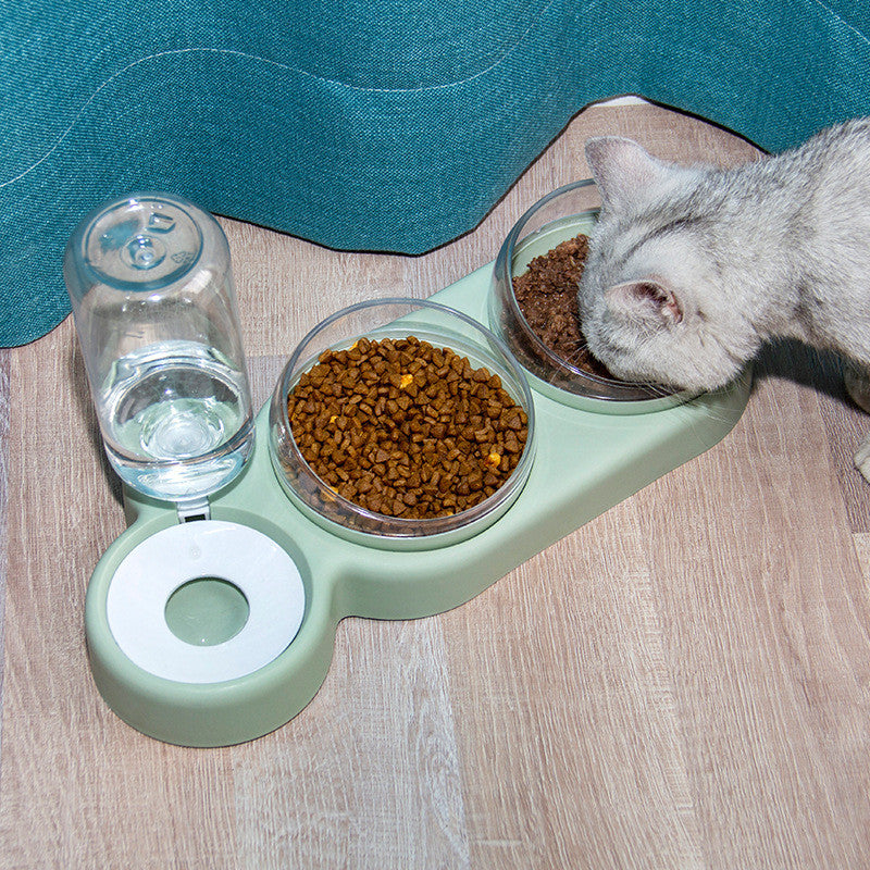 Pet Bowl Automatic Feeder Dog Cat Food Bowl With Water With Raised Stand