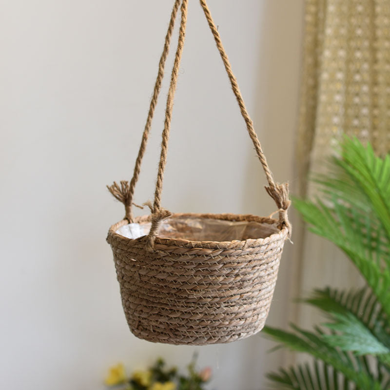 Straw Hanging Baskets, Flower Baskets, Woven Flower Pots, Rattan Baskets,