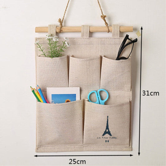 Simple And Fashionable Cotton And Linen Cloth Art Door Wall Storage Hanging Pocket