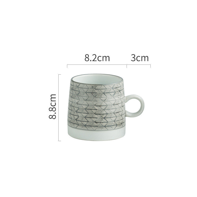 Retro Coffee Cup Ceramic Cup Japanese Garden Tea Cup Water Cup Embossed Stoneware Mug Couple Cup