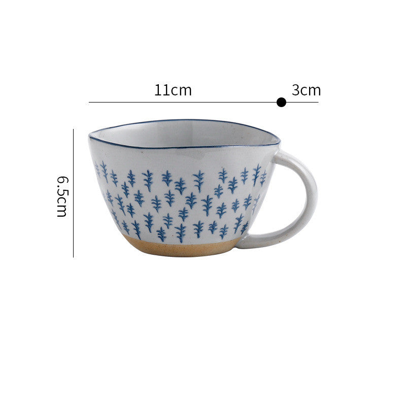 Retro Coffee Cup Ceramic Cup Japanese Garden Tea Cup Water Cup Embossed Stoneware Mug Couple Cup