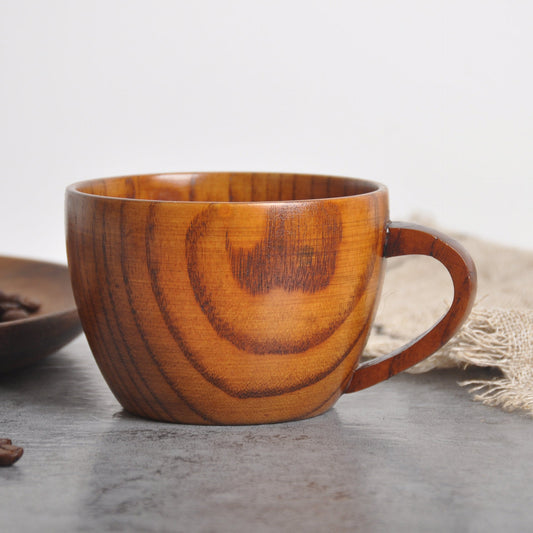 Jujube Wooden Flat Bottom Mug Coffee Cup