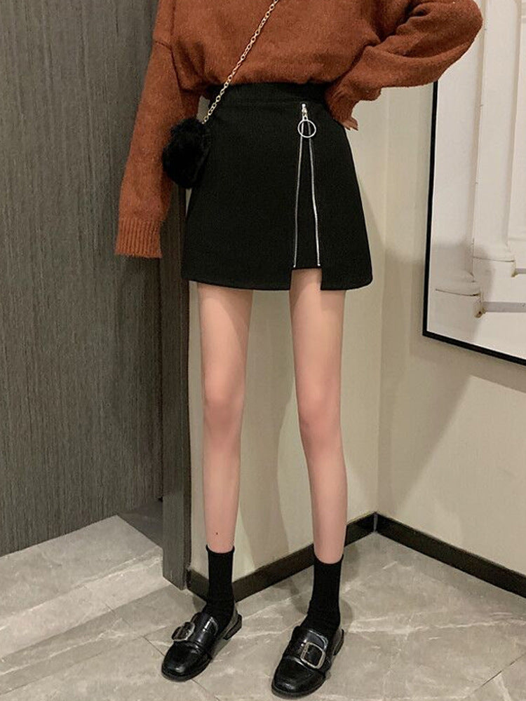 Half-length Skirt Women Autumn and Winter High Waist A-line Skirt