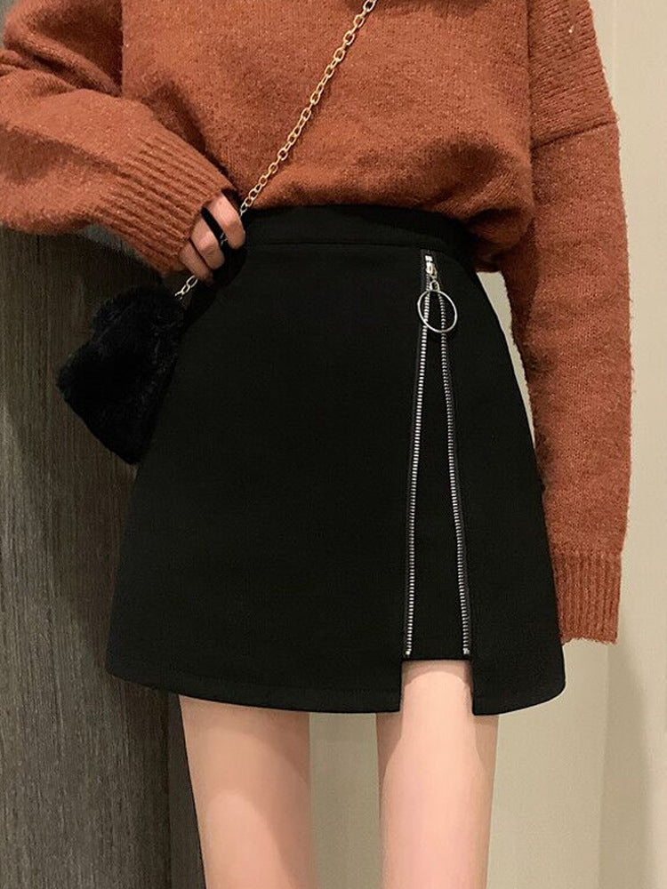 Half-length Skirt Women Autumn and Winter High Waist A-line Skirt