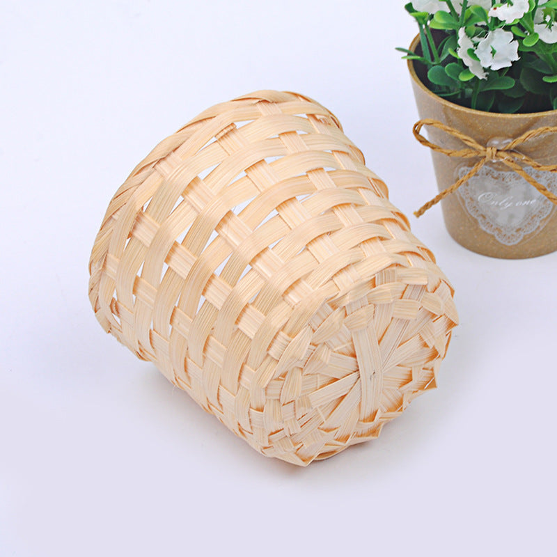 Bamboo Storage Baskets Straw Patchwork Handmade Laundry Wicker Rattan Seagrass