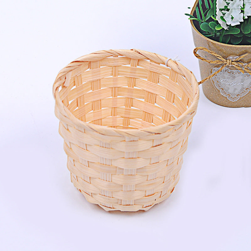 Bamboo Storage Baskets Straw Patchwork Handmade Laundry Wicker Rattan Seagrass