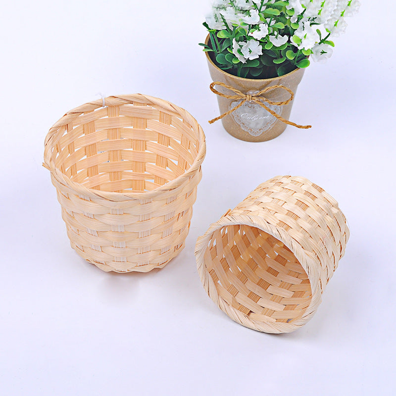 Bamboo Storage Baskets Straw Patchwork Handmade Laundry Wicker Rattan Seagrass