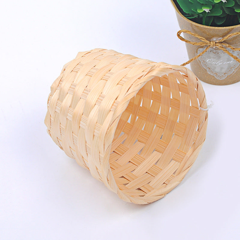 Bamboo Storage Baskets Straw Patchwork Handmade Laundry Wicker Rattan Seagrass