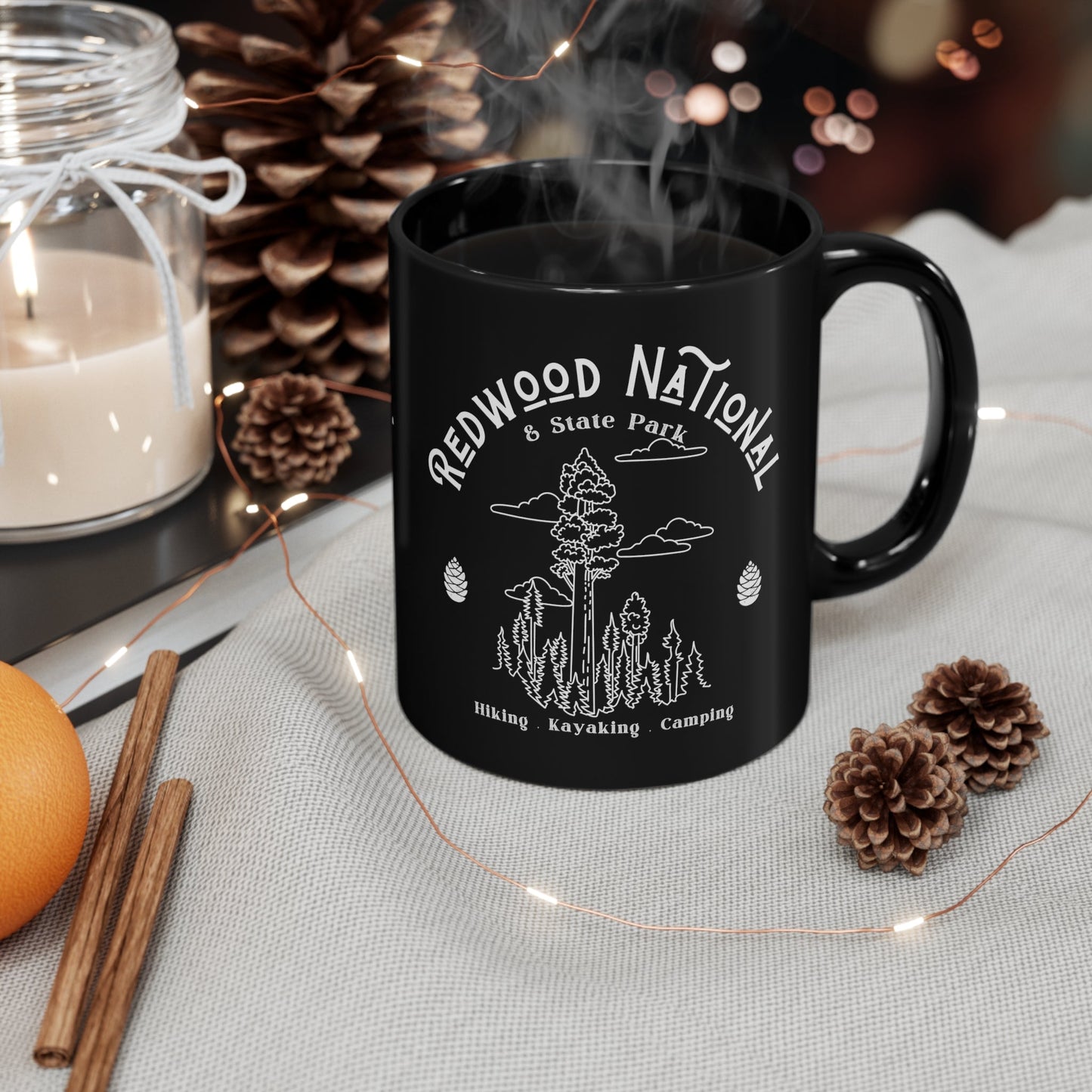 Redwood National Park 11oz Black Mug, California Pride, National Park Black Mug