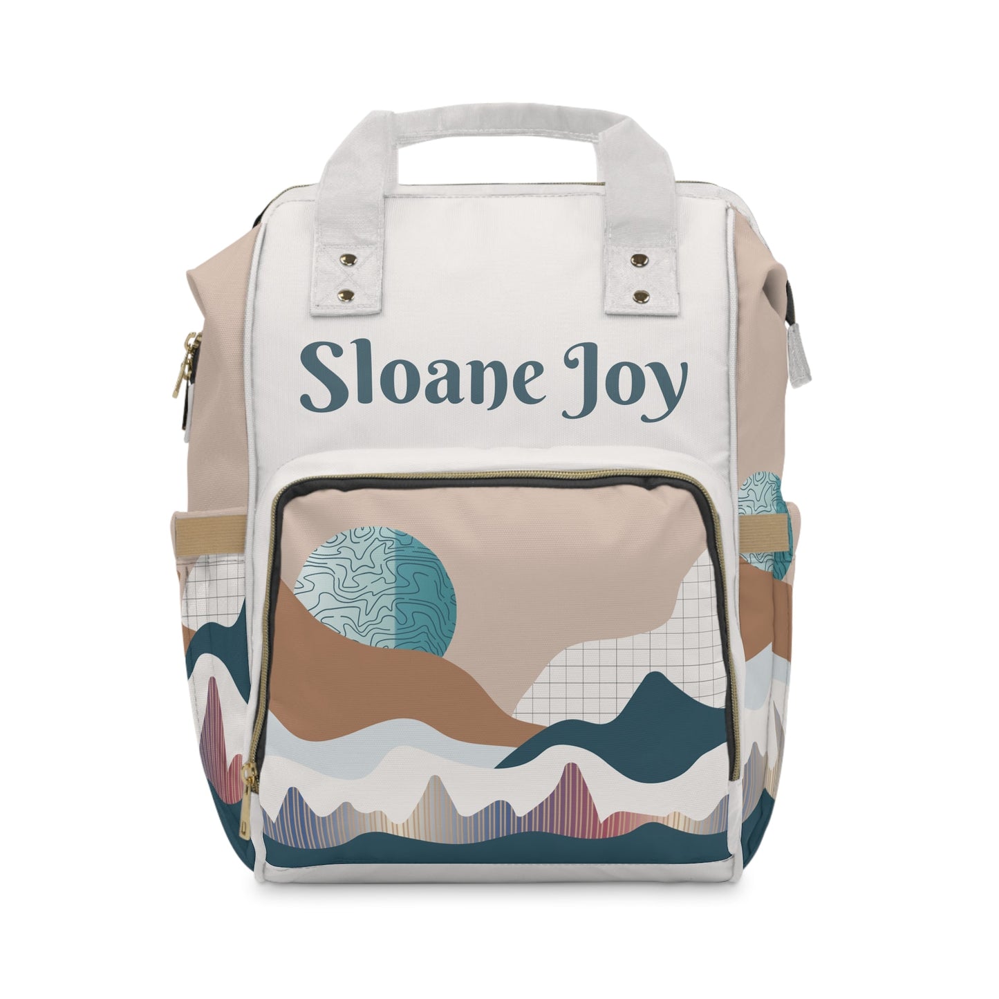 Personalized Boho Abstract Pattern Multifunctional Diaper Backpack, Newborn Gift, Baby Shower Gift, Bohemian Themed Baby Shower