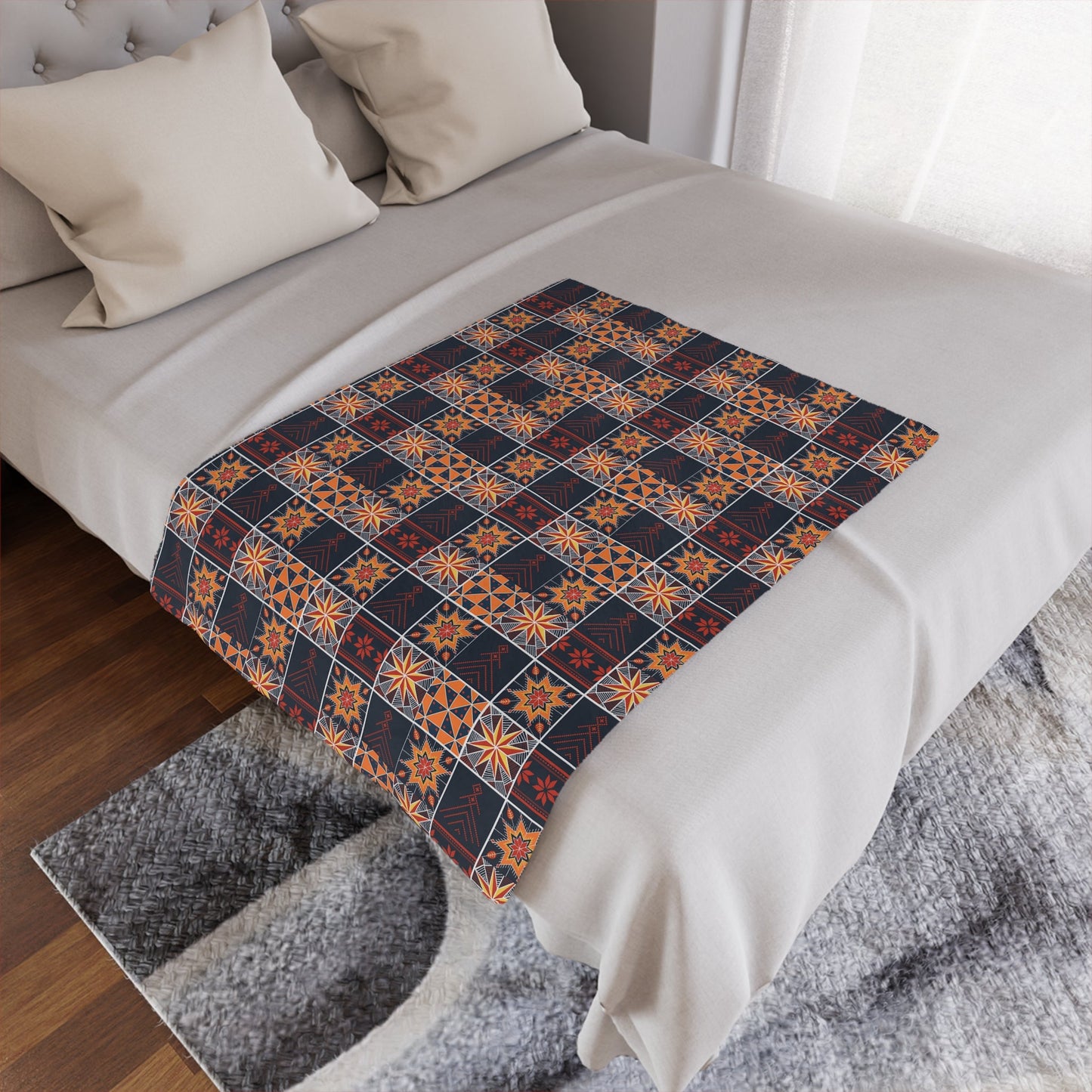 Dark Patchwork Quilt Print Minky Blanket