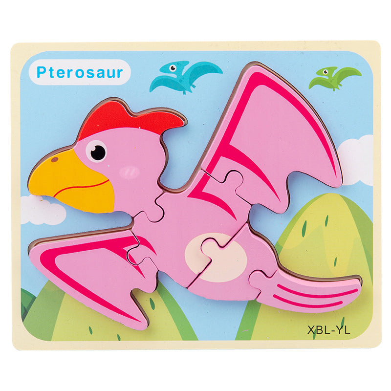 Baby Wooden Cartoon Dinosaur 3D Puzzle Jigsaw for Kids Montessori Early Learning Educational Puzzle Toys