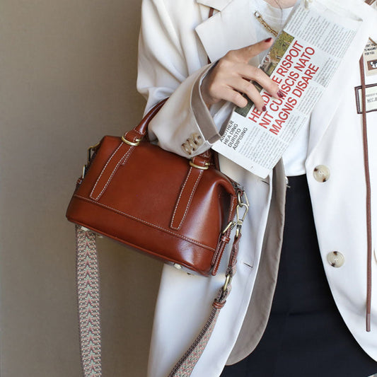 New Genuine Leather Boston Shoulder Messenger Bag