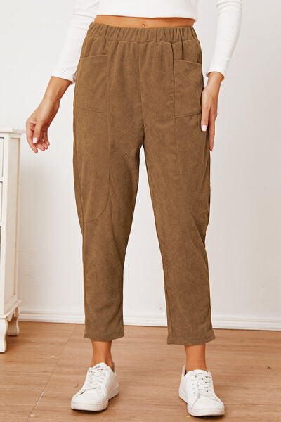 Pocketed Elastic Waist Pants