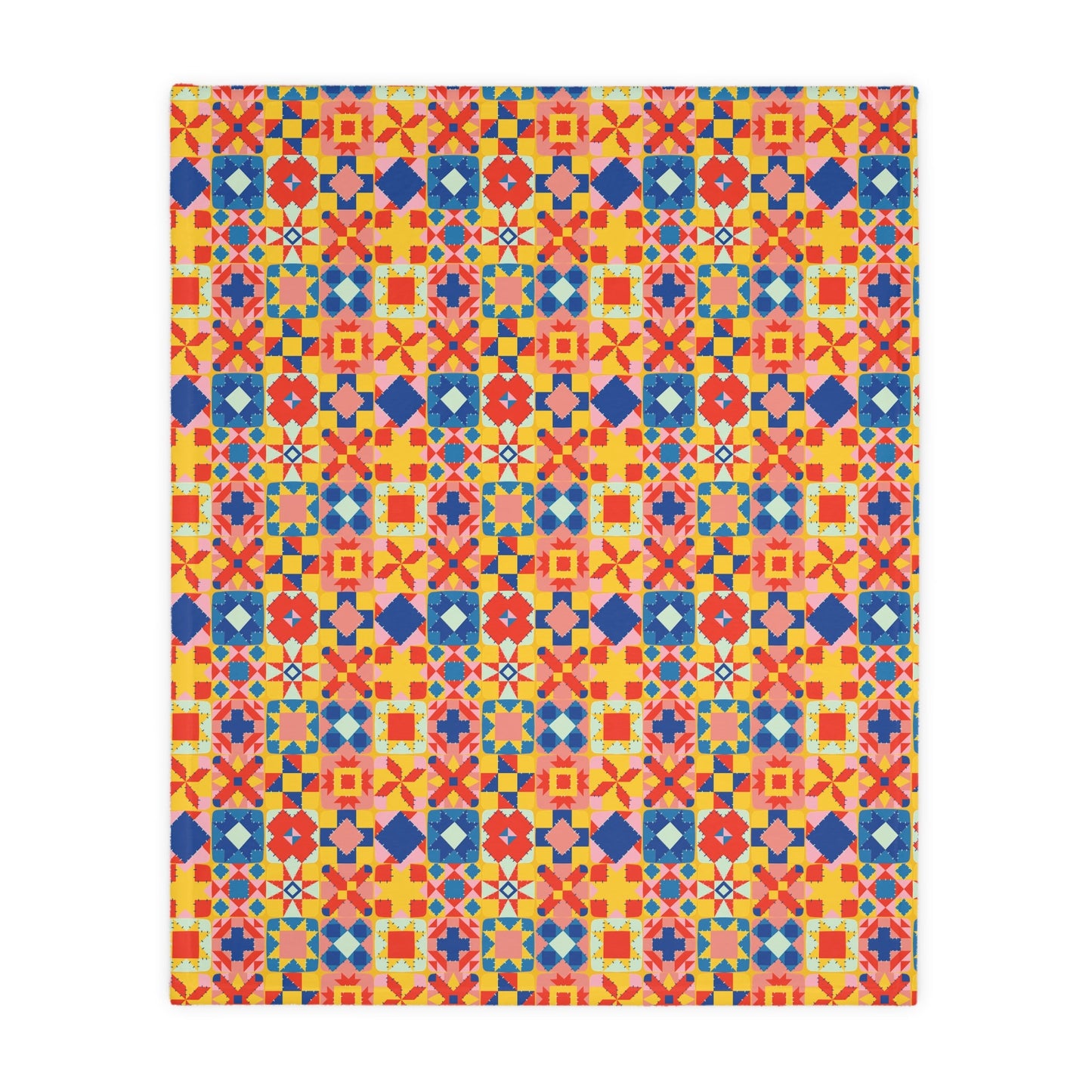 Colorful Patchwork Quilt Print Velveteen Minky Blanket (Two-sided print)