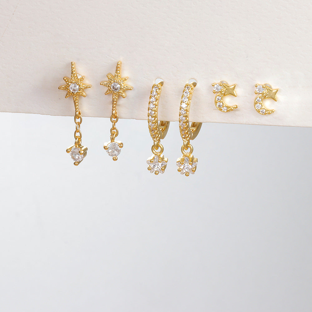 Stylish Moon And The Stars Element Earrings