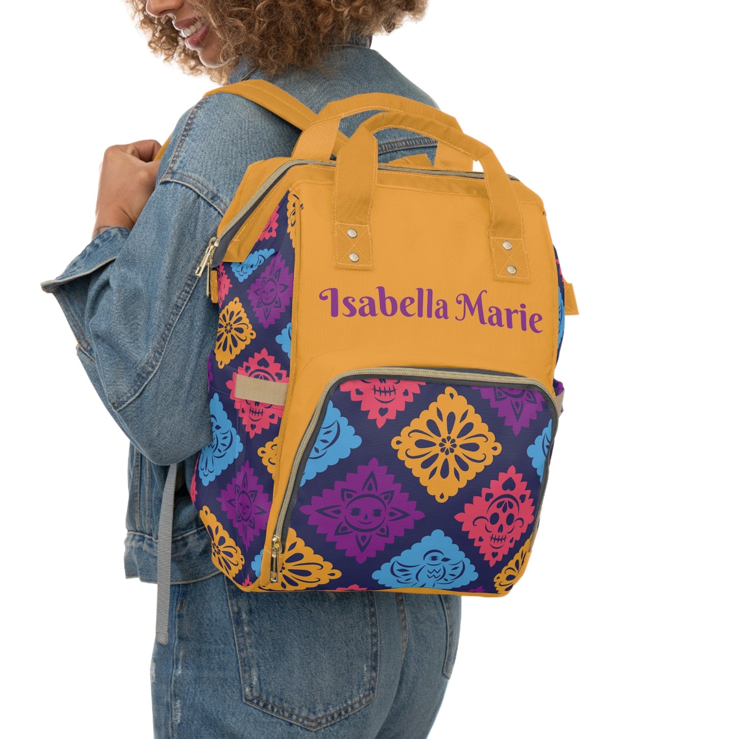 Personalized Mexico Inspired Multifunctional Diaper Backpack, Newborn Gift, Baby Shower Gift, Mexican Color Backpack