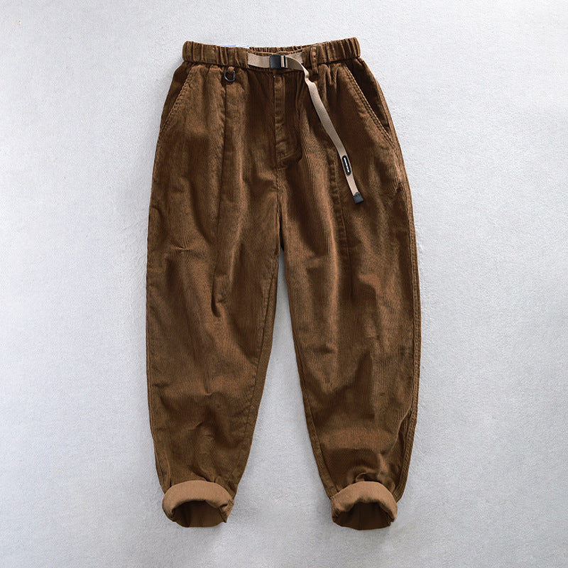 Men's Fashion Retro Loose Corduroy Workwear Casual Trousers