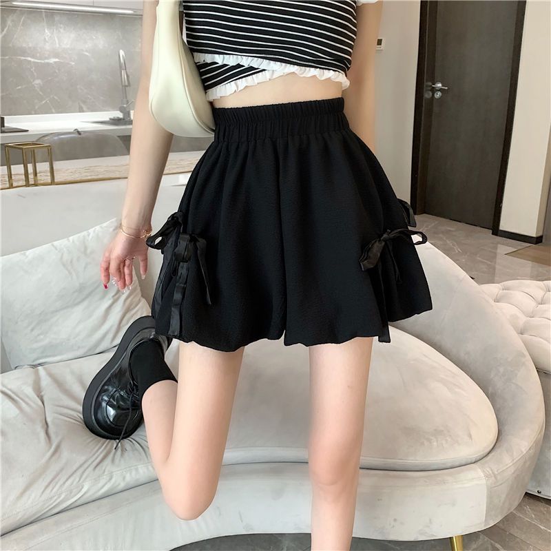 Bow Elastic Loose Bloomer Shorts