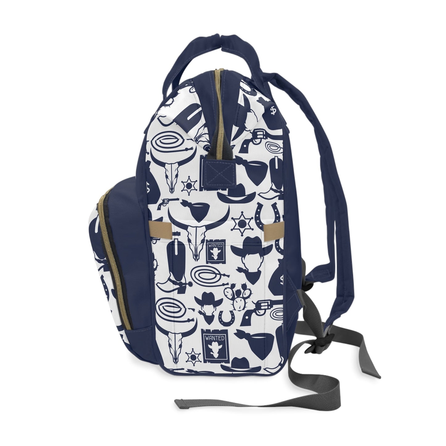 Personalized Navy Cowboy Pattern Multifunctional Diaper Backpack, Newborn Gift, Baby Shower Gift, Cowboy Backpack