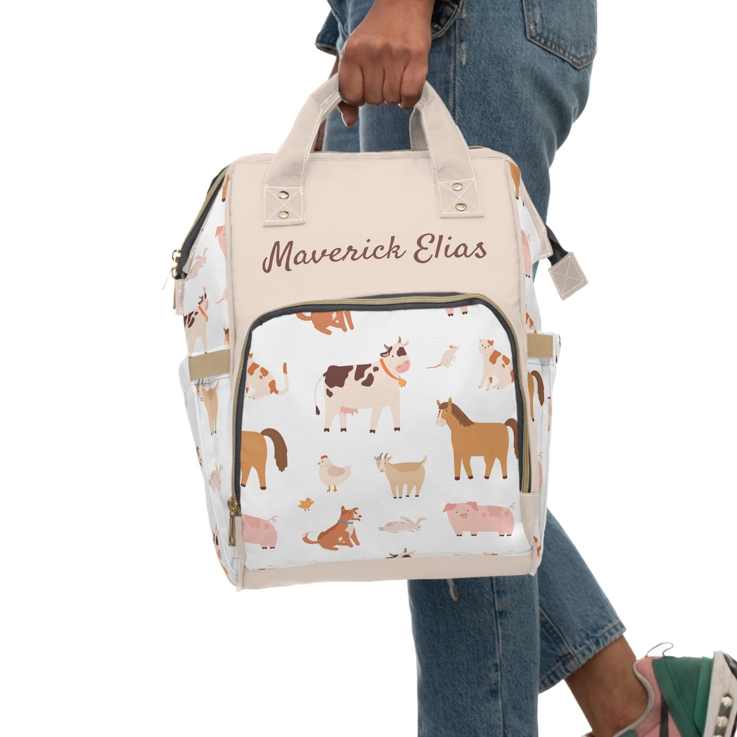 Personalized Farm Animals Multifunctional Diaper Backpack, Newborn Gift, Baby Shower Gift, Baby Diaper Bag Nappy Stroller Bag