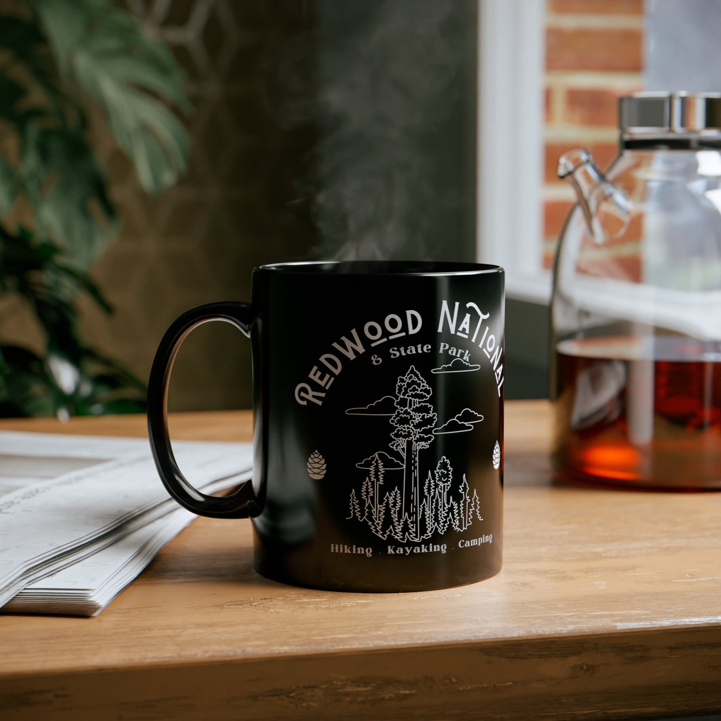 Redwood National Park 11oz Black Mug, California Pride, National Park Black Mug