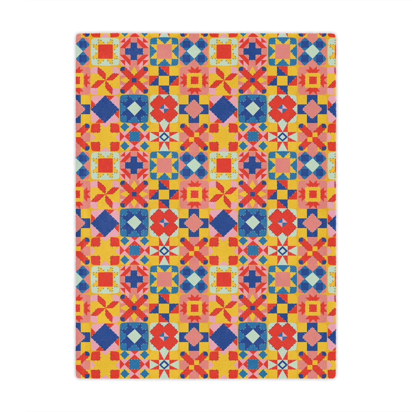 Colorful Patchwork Quilt Print Minky Blanket