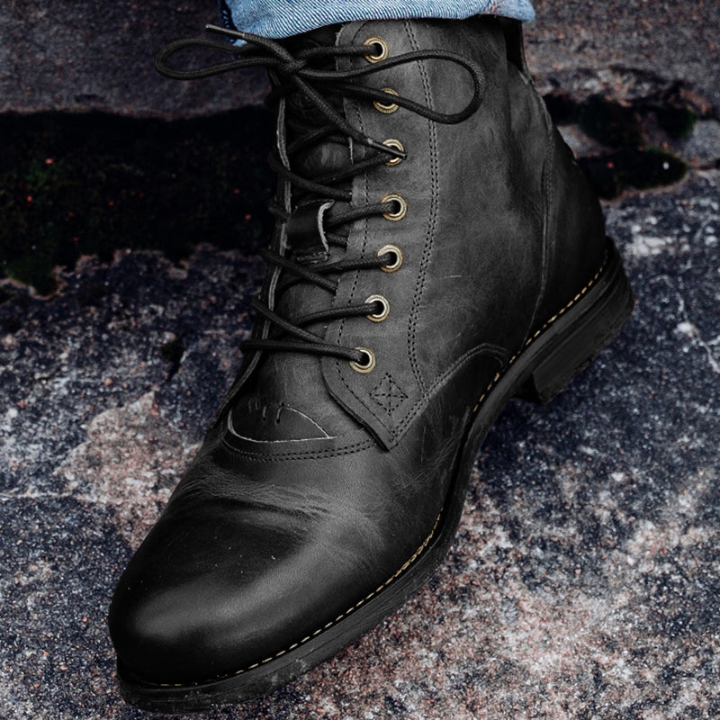 Men Retro Lace-up Martin Boot Round Toe Low Heel Shoes