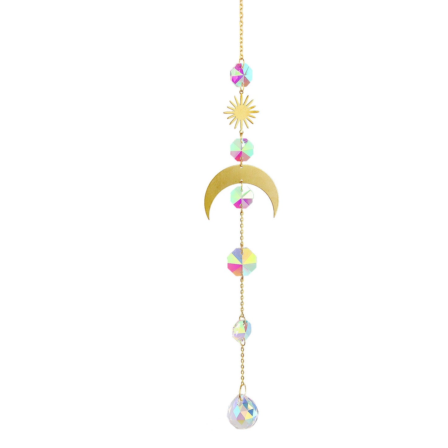 Crystal Sun Catcher Moon Star Wind Chime Pendant