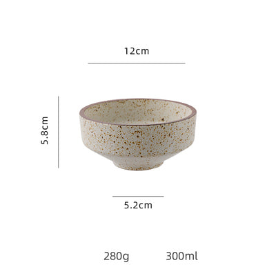 Household Rough Pottery Single Retro Rice Bowl