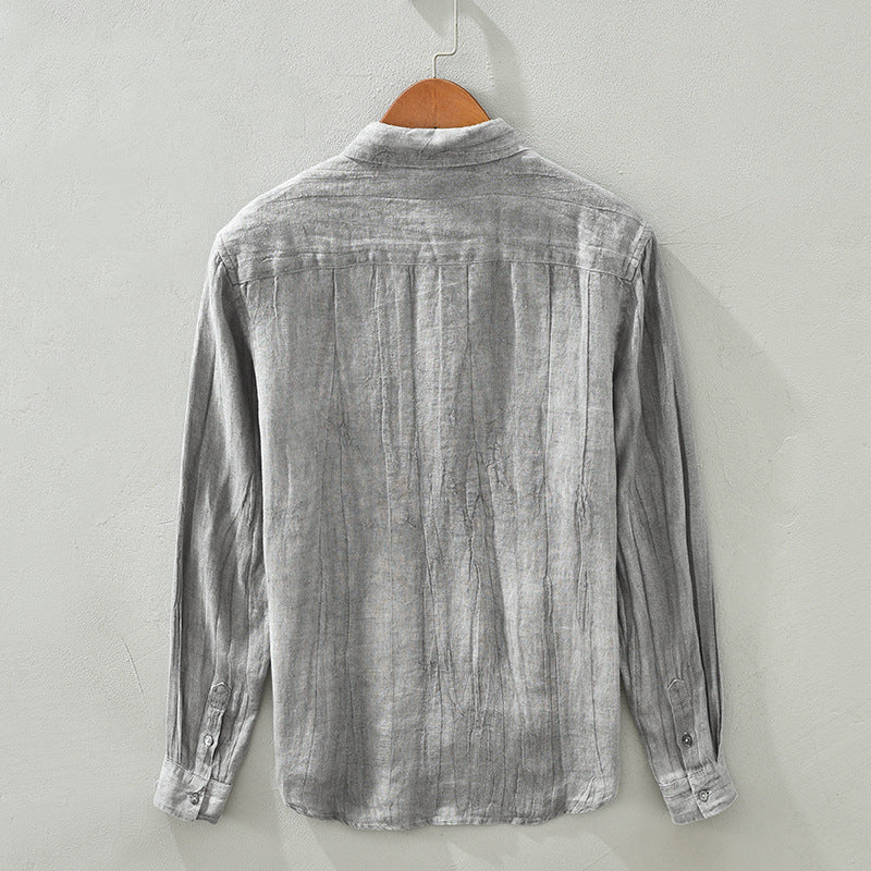 Linen Long Sleeved Shirt For Men Loose Fitting