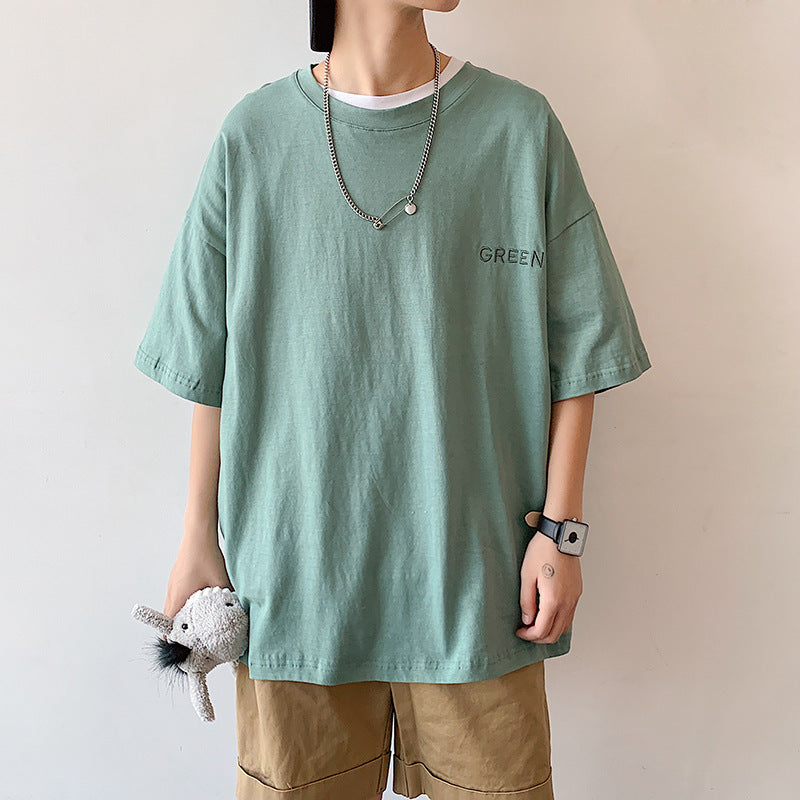 Men's Loose Couple Short Sleeve T Shirt Drop Shoulder Sleeve Top