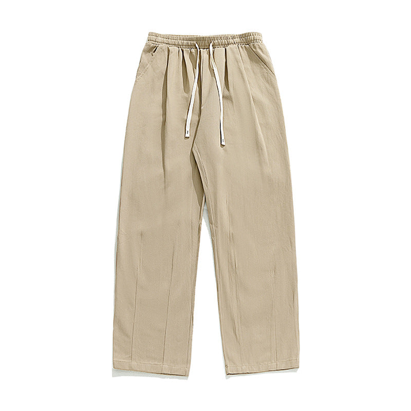 Loose Pure Cotton Casual Pants Men's Pleated Design Trousers