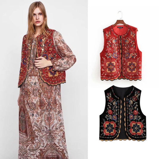 Ethnic Style Sequined Embroidery Vest Jacket