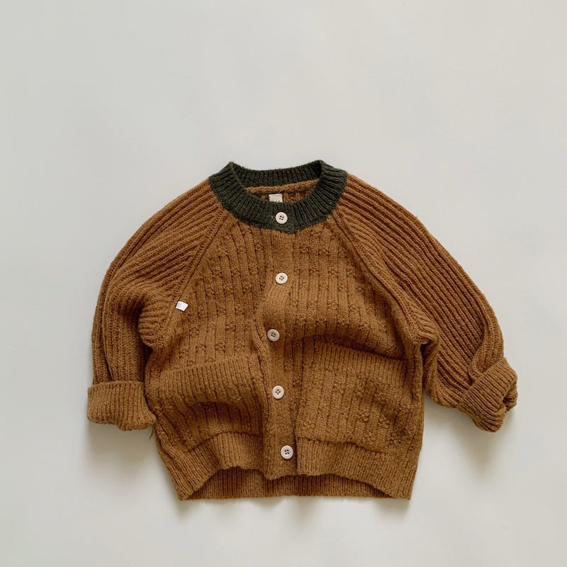 Children's Contrast Mohair Sweater Coat