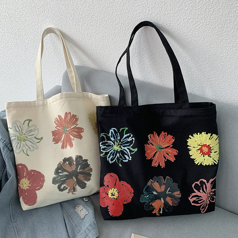 Painted Canvas Simple Handheld Shoulder Bag