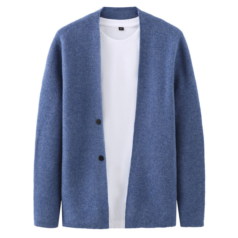 Casual Wool Sweater Double Button Cardigan Men's Coat