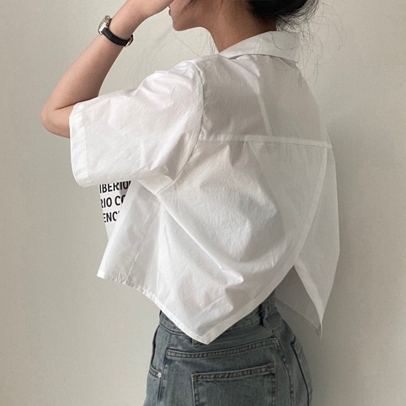 Niche Back Split Backless High Waist Short Shirt Top Female