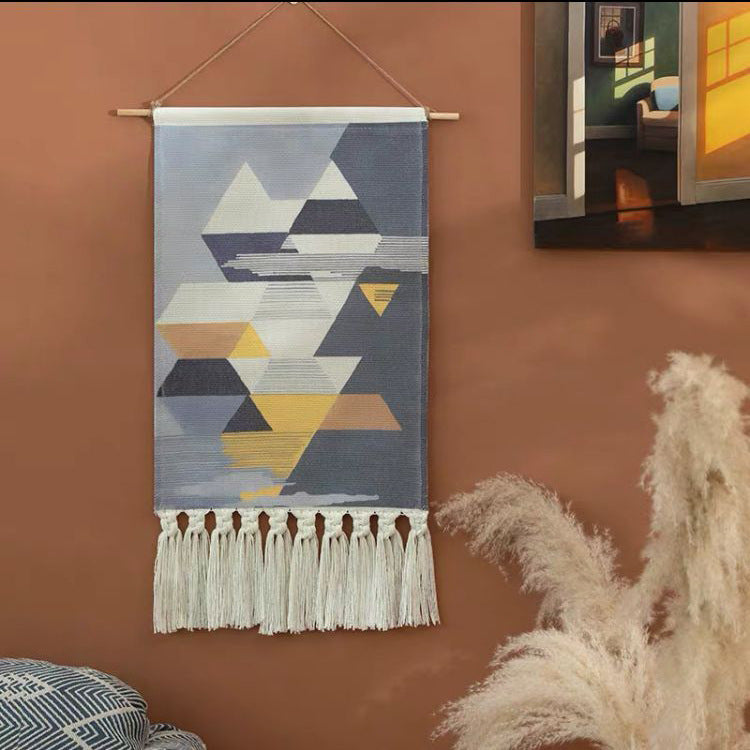 Nordic Geometric Abstract Pattern Fringed Cotton