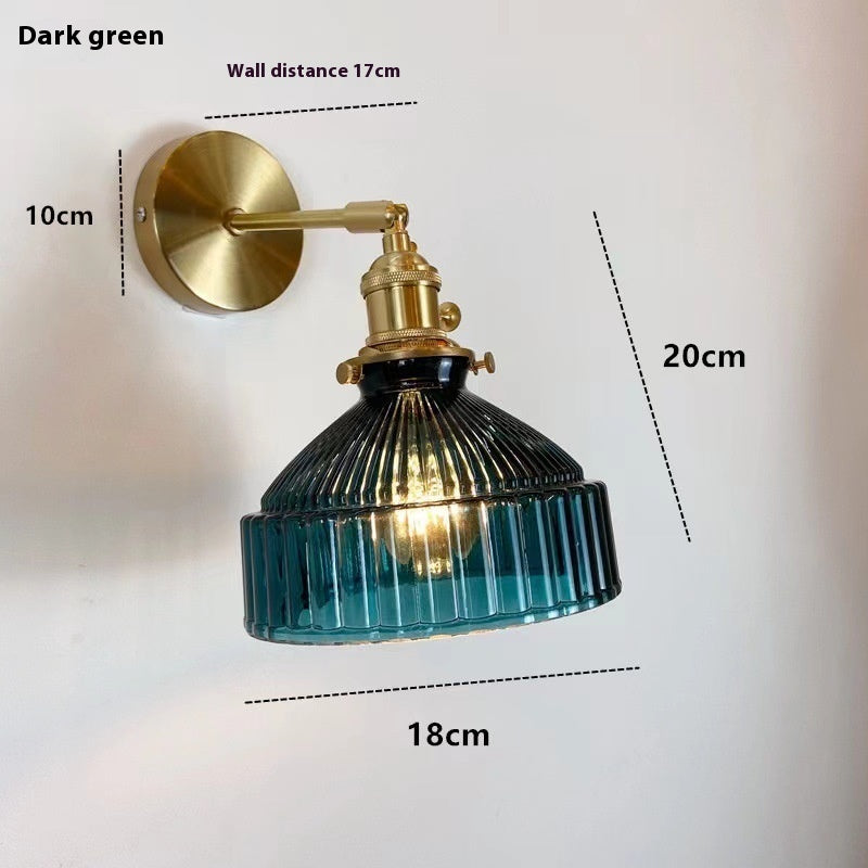 Nordic Retro Brass Glass Wall Lamp