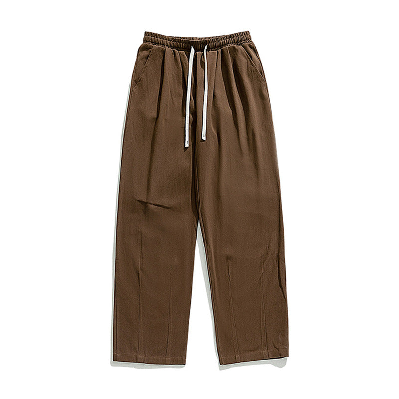 Loose Pure Cotton Casual Pants Men's Pleated Design Trousers