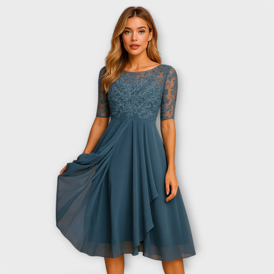 Midi Dress With Lace Sleeve