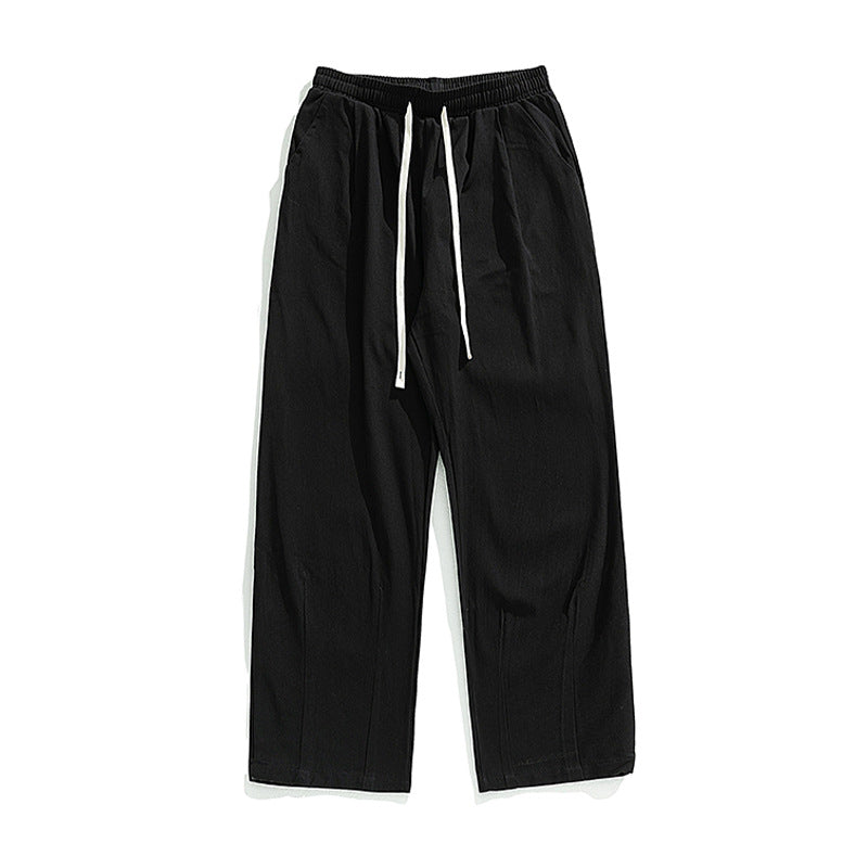 Loose Pure Cotton Casual Pants Men's Pleated Design Trousers