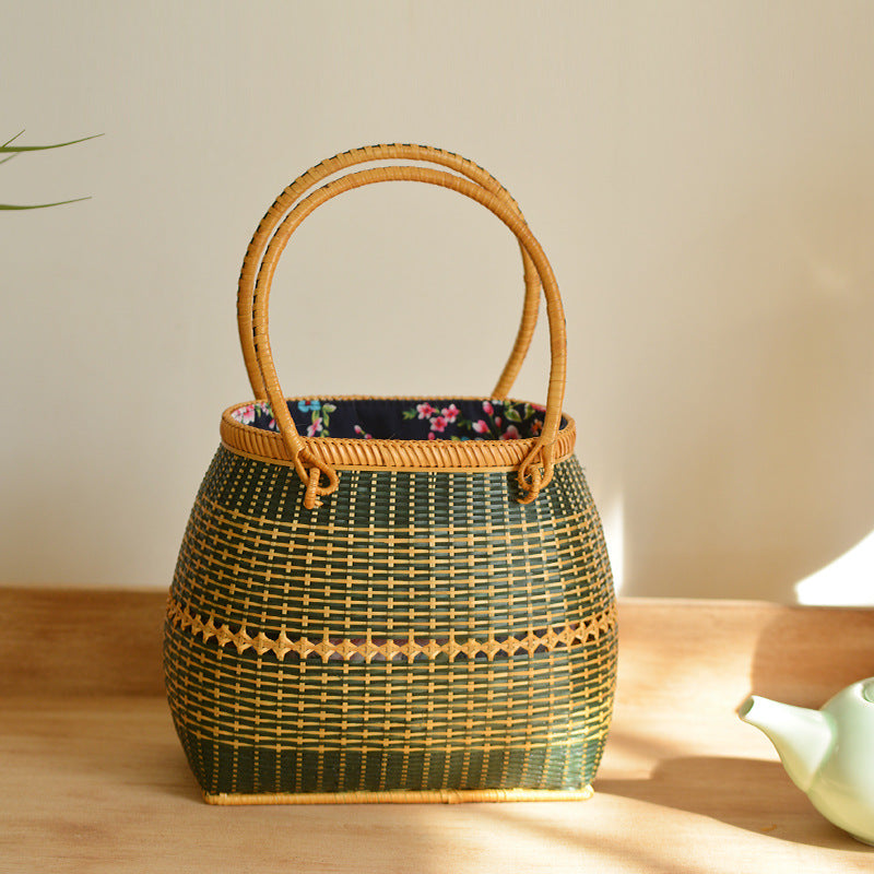 Storage Travel Hand-Woven Bamboo Handbag