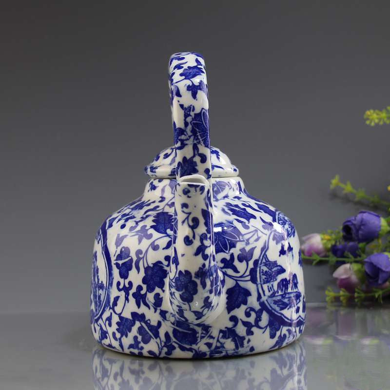 Elegant Blue and White Teapot Home Decoration