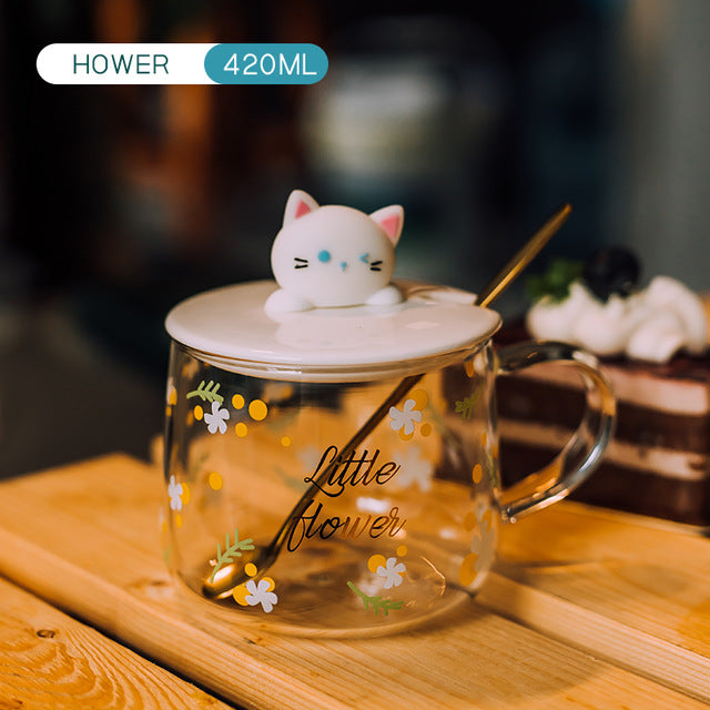 Cute Straw Glass Transparent Mug Heat Resistant