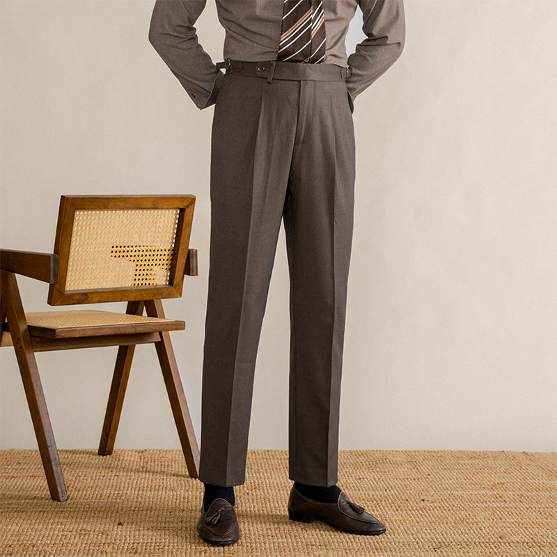 Men's High-Waisted Straight-Leg Vintage Pants